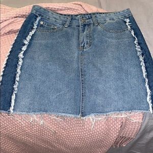 Fringed Denim Skirt